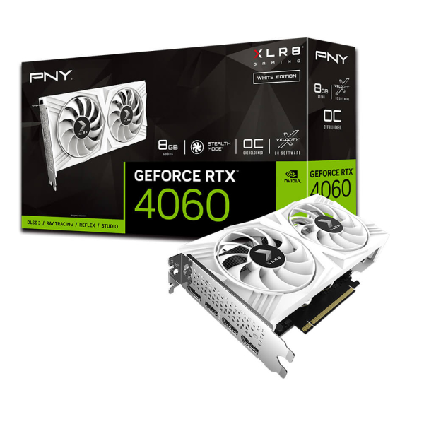 未使用品　PNY RTX4060 8GB White Edition PNY GeForce RTX 4060 8GB OC XLR8 VERTO DF White Edition-PNY