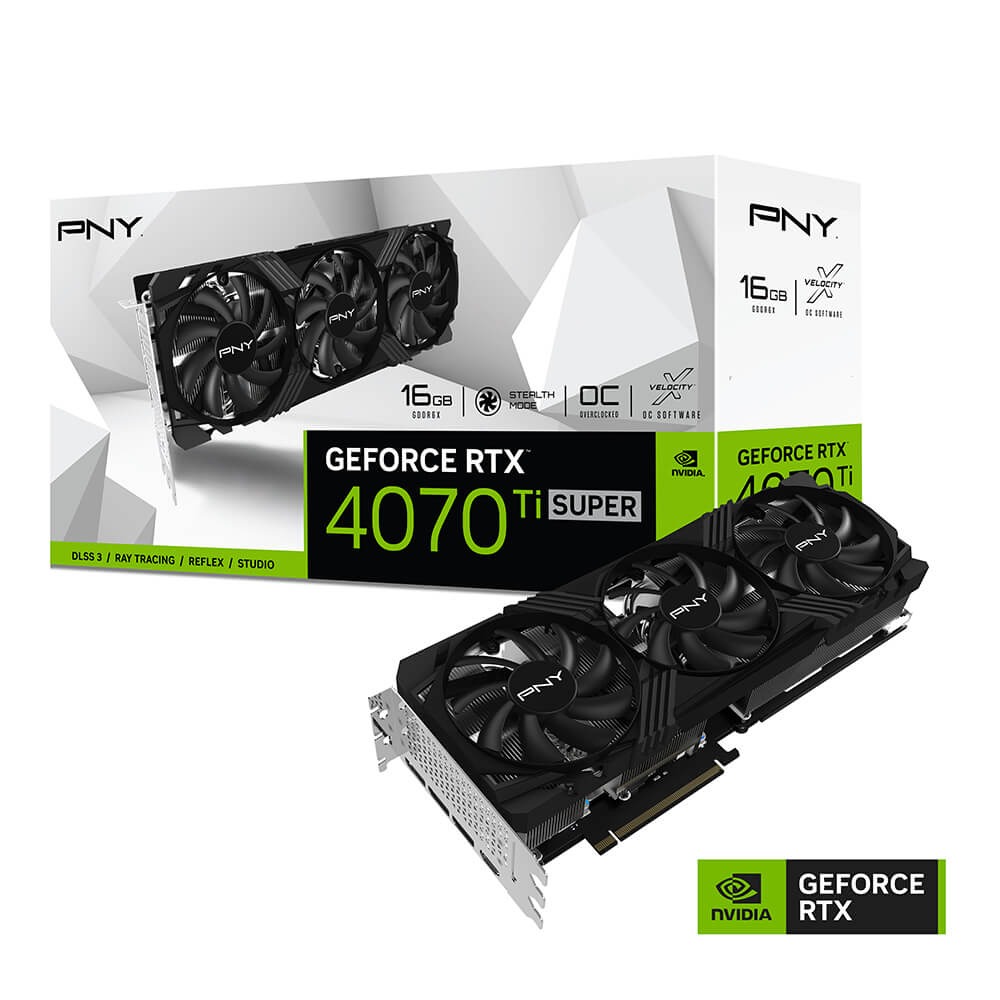 PNY GeForce RTX™ 4070 Ti SUPER 16GB OC LED トリプルファン